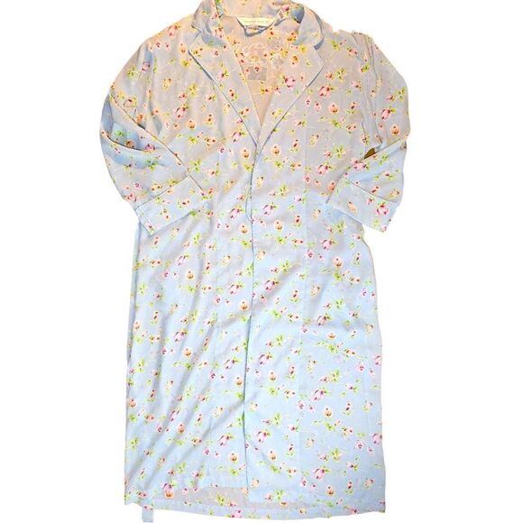 Victoria's Secret Full Length Blue Floral Robe Large - Picture 9 of 10